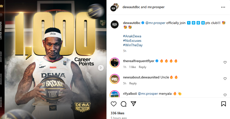 Wow, Center Dewa United Lester Prosper Cetak 1.000 Poin di IBL