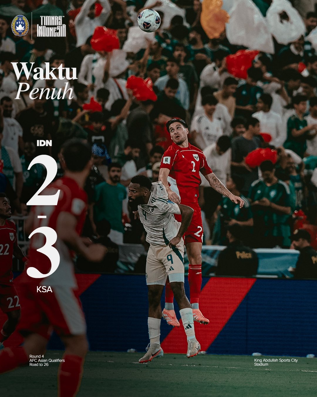 Hasil Timnas Indonesia vs Arab Saudi: Kalah 2-3, Peluang Garuda ke Piala Dunia 2026 Mengecil
