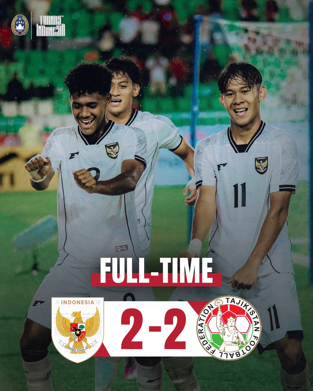 Hasil Piala Kemerdekaan: Dibawah Guyuran Hujan, Timnas U-17 Imbangi Tajikistan 2-2